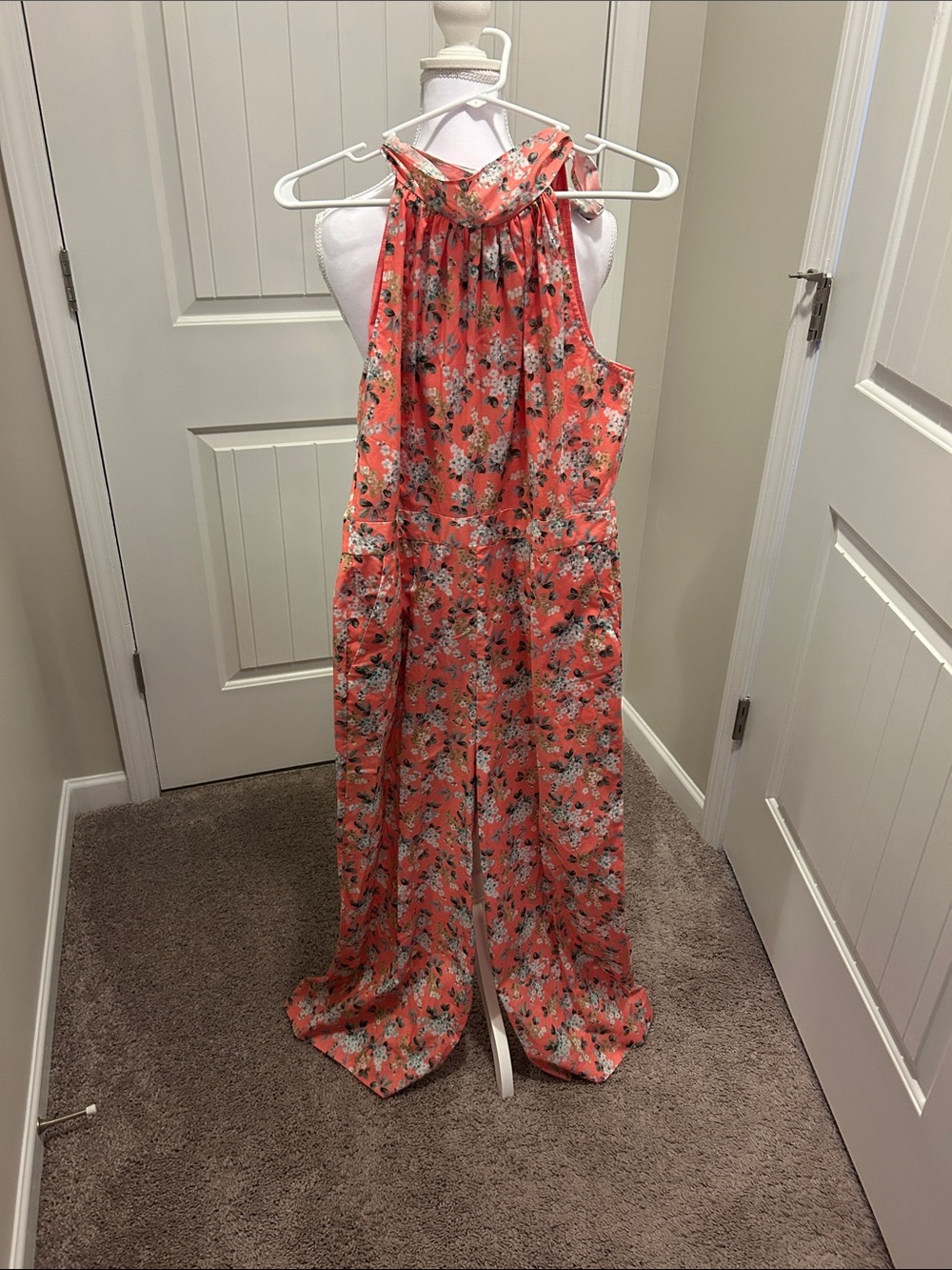 J. Crew Coral Floral Halter jumpsuit